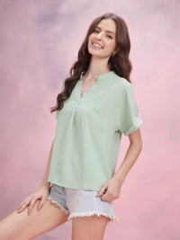 DressBerry Mandarin Collar Top