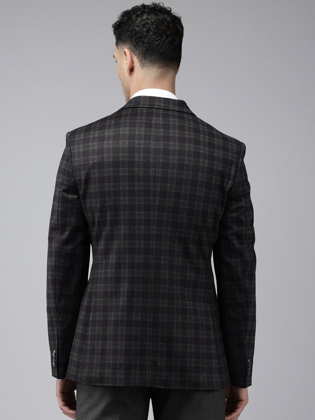 Park Avenue Super Slim Fit Checked Single Breasted Formal Blazer