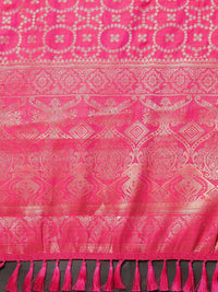 Saree mall Pink & Gold-Toned Woven Design Zari Silk Blend Banarasi Sarees
