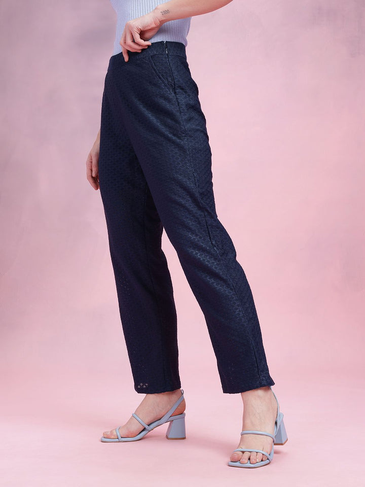 DressBerry Women Textured Pleated Trousers