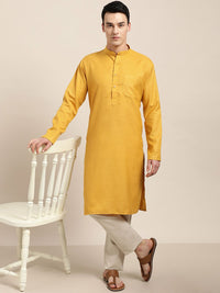 SOJANYA Mandarin Collar Lengan Panjang Cotton Silk Kurta