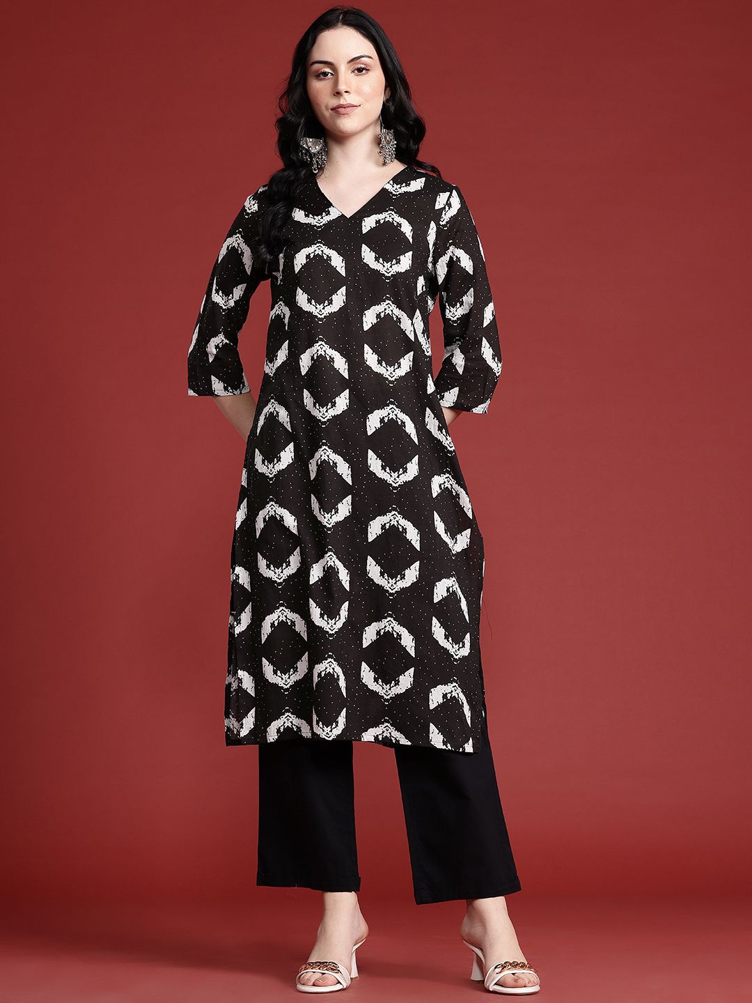 Anouk Geometric Printed Pure Cotton Kurta