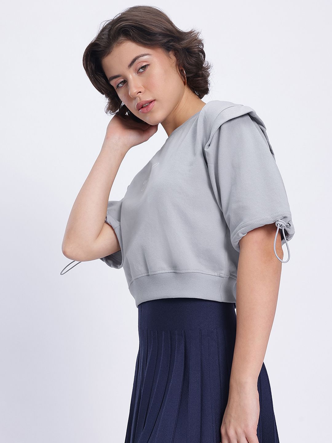 DressBerry Knit Toggled Sleeves Sweatshirt