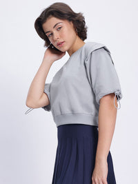 DressBerry Knit Toggled Sleeves Sweatshirt