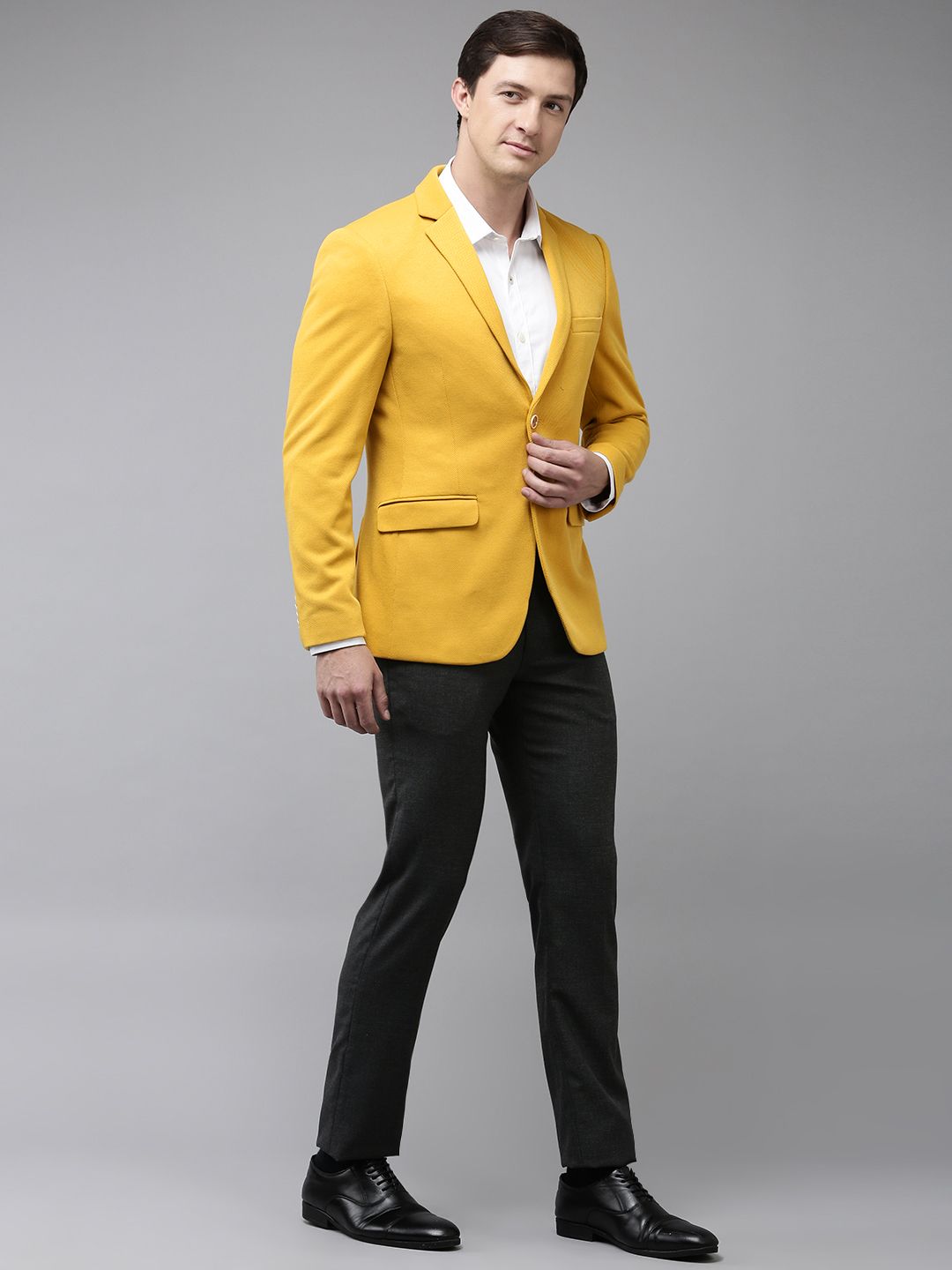 Park Avenue Self Design Super Slim Fit Single-Breasted Formal Blazers
