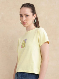 RAREISM Women Typography Printed Round Neck Cotton T-shirt