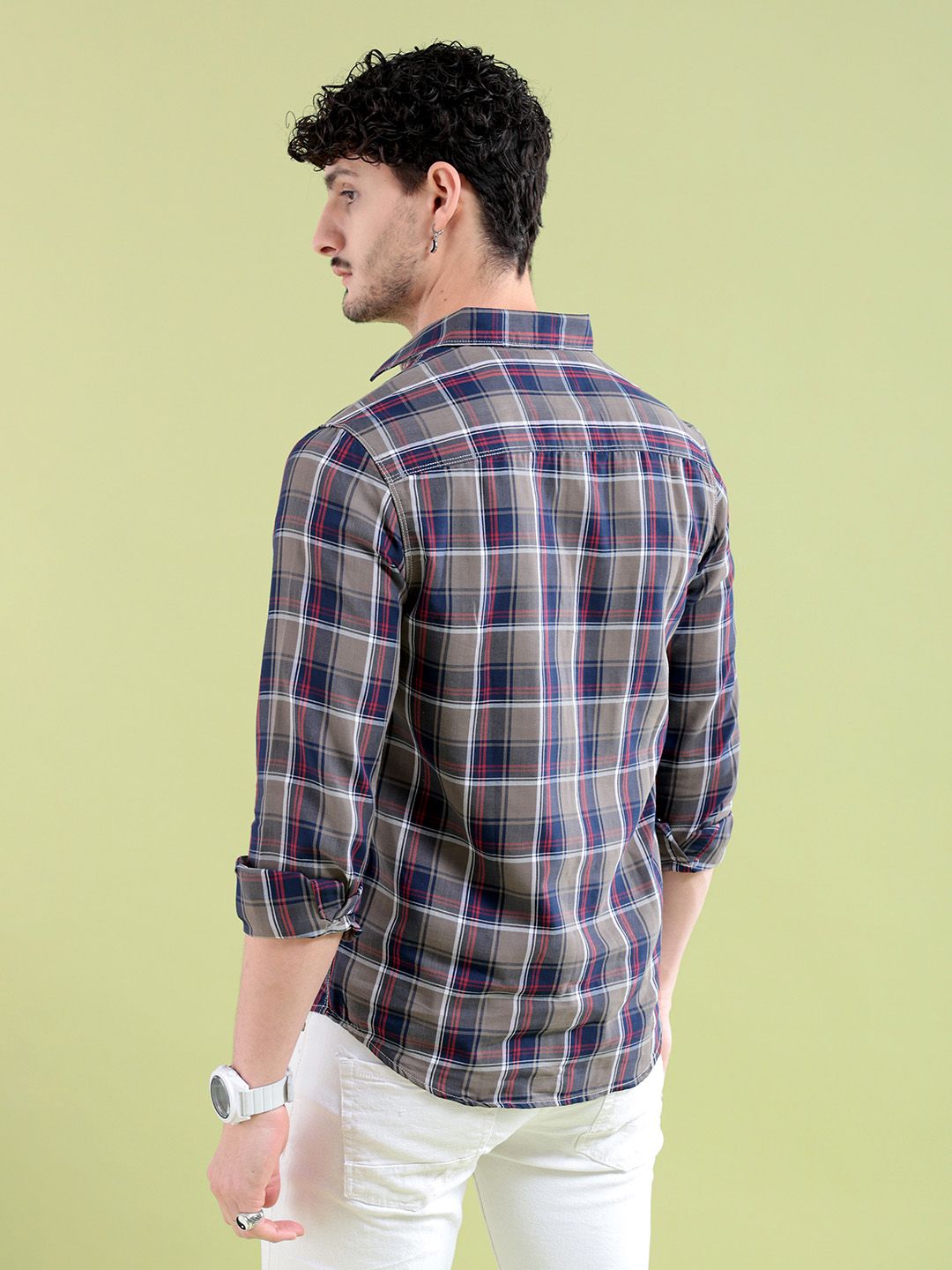 The Indian Garage Co Men Regular Fit Checked Casual Shirt