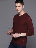 Raymond Men Maroon Cable Knit Pullover