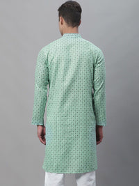 SOJANYA Ethnic Motifs Printed Mandarin Collar Cotton Linen Kurta