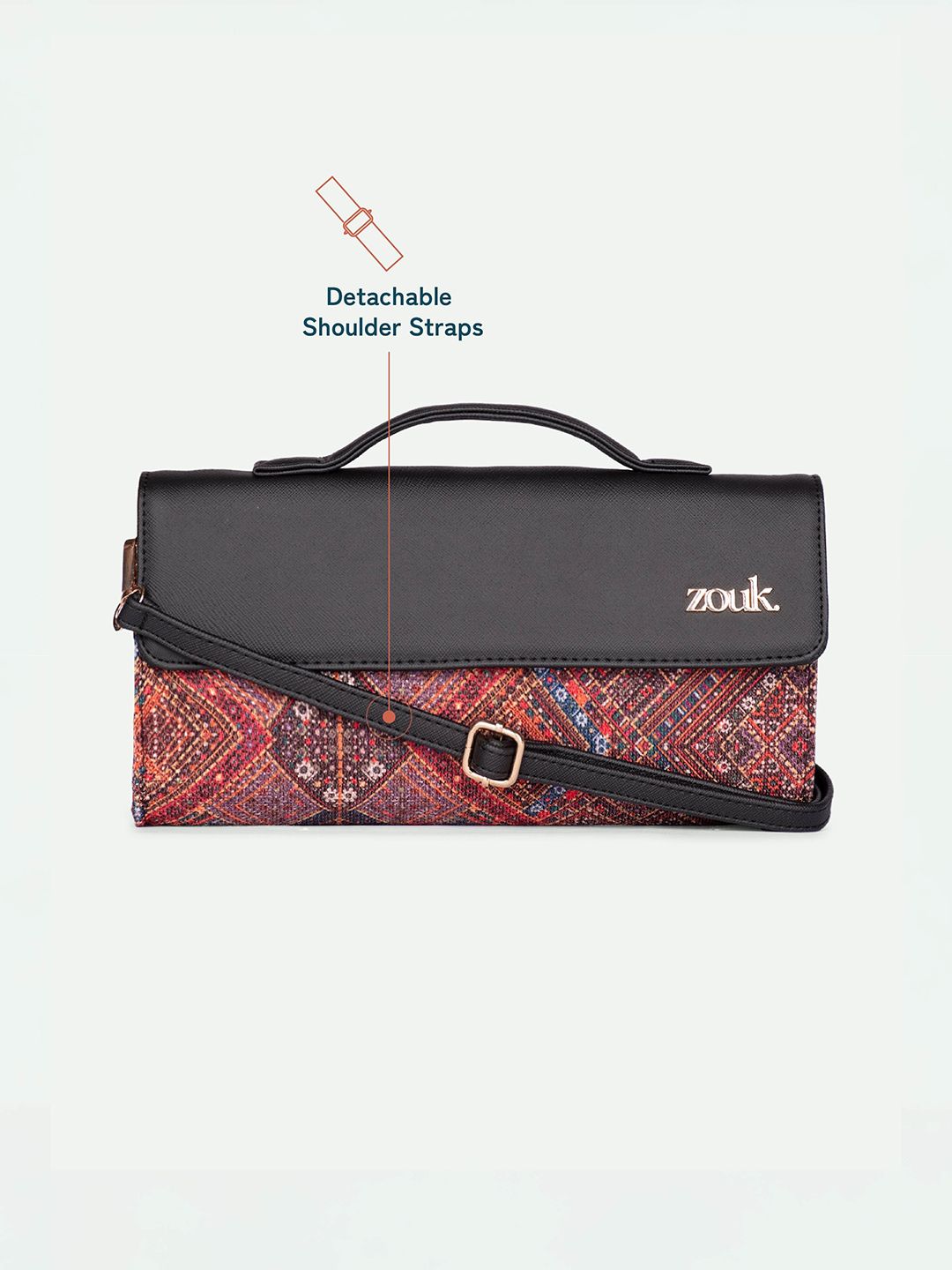 ZOUK Rhea Kapoor Bhuj Rabari Textured Water Resistant Jute Envelope Clutch