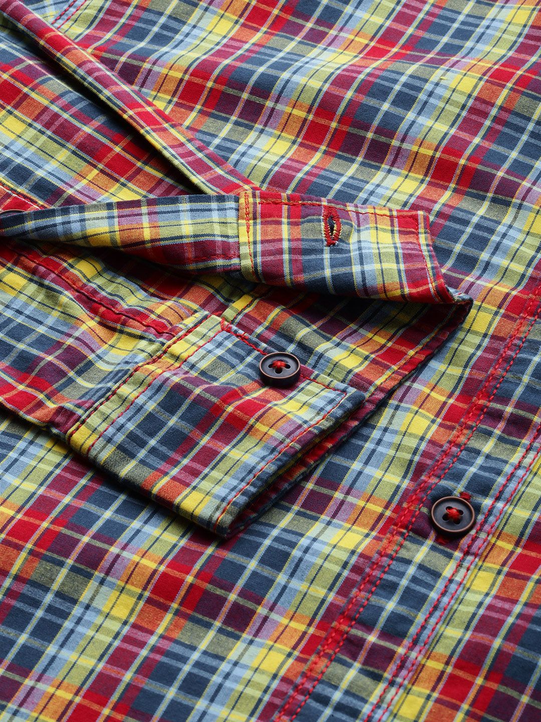 The Indian Garage Co Men Multicoloured Slim Fit Checked Casual Shirt