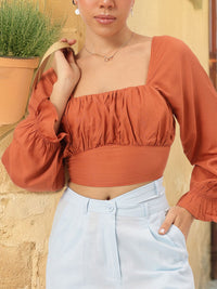 DressBerry Ruched Smocked Back Crop Top