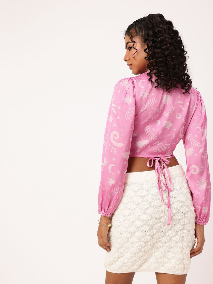 DressBerry Mythical Muse Satin Wrap Crop Top
