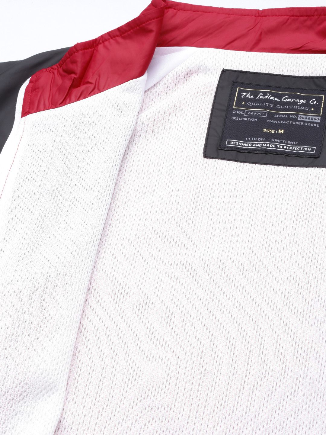 The Indian Garage Co Men Red & White Colourblocked Windcheater Jacket