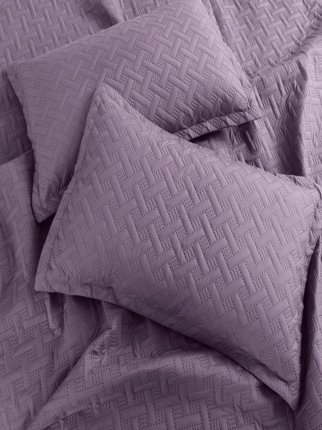 HOSTA HOMES Purple Quilted 280TC Double Queen Bed With 2 Pillow Covers