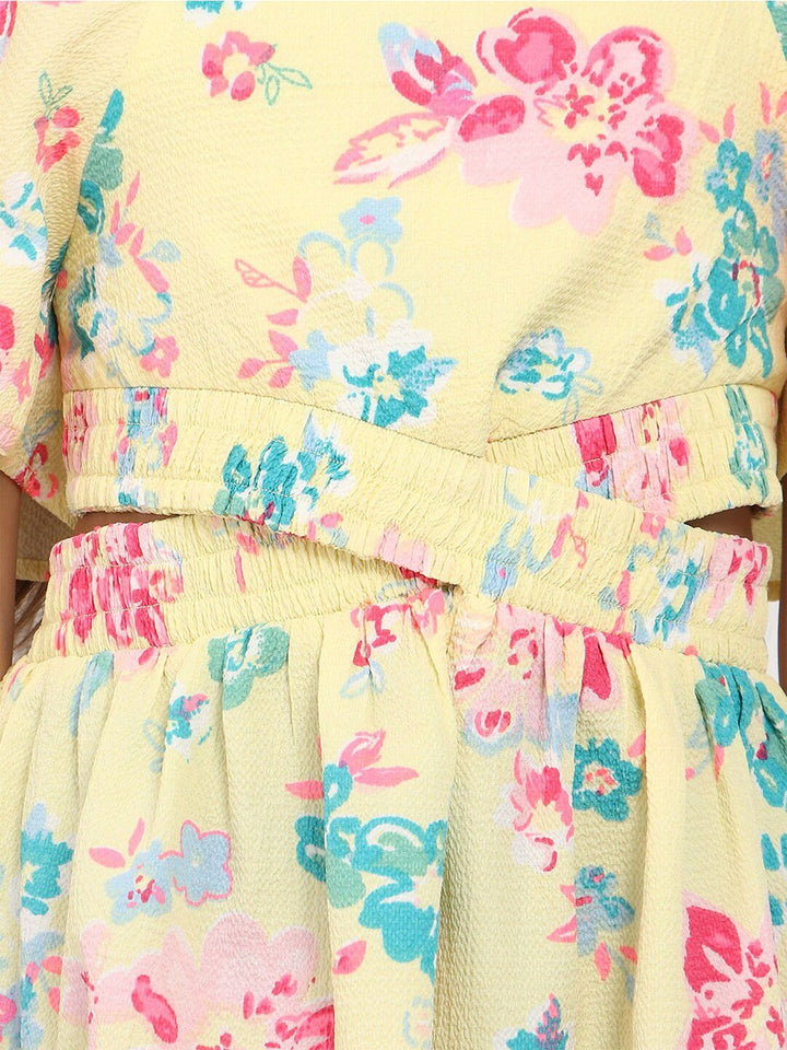 Nauti Nati Girls Floral Print Crepe Fit & Flare Dress