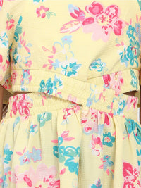 Nauti Nati Girls Floral Print Crepe Fit & Flare Dress