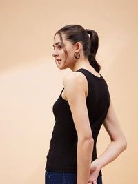SASSAFRAS BASICS Black Cotton Tank Top