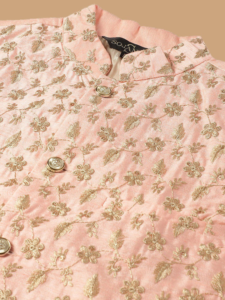 SOJANYA Geometric Embroidered Regular Kurta with Churidar & Embroidered Nehru Jacket