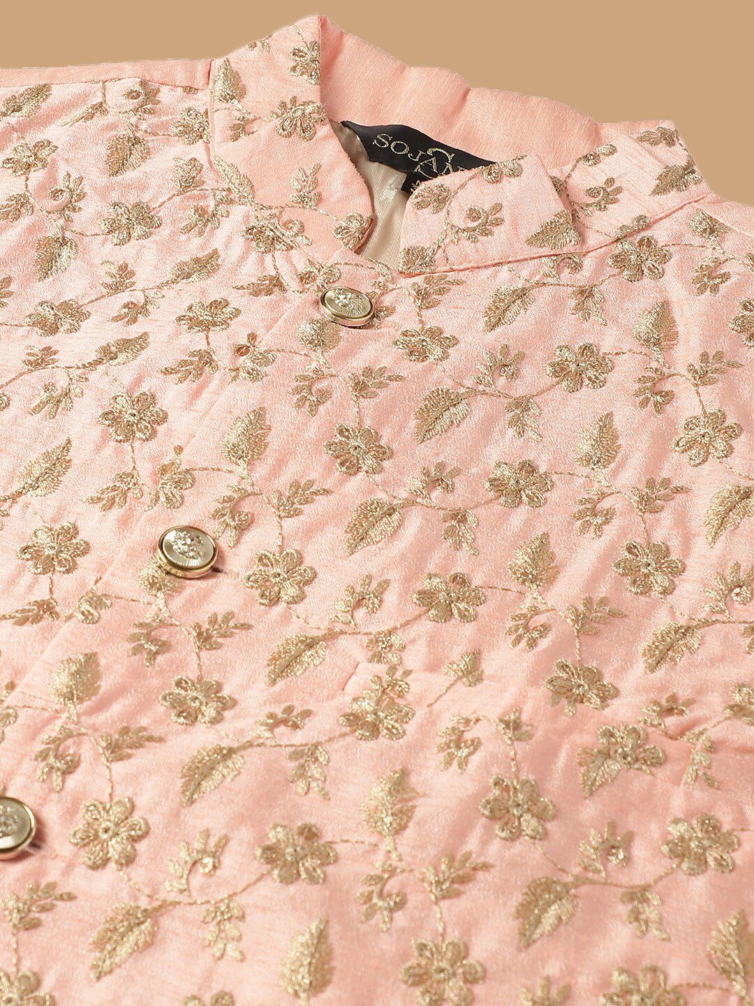 SOJANYA Geometric Embroidered Regular Kurta with Churidar & Embroidered Nehru Jacket