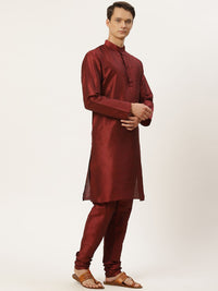 SOJANYA Kurta Solid Maroon Lelaki dengan Jaket Churidar & Etnik