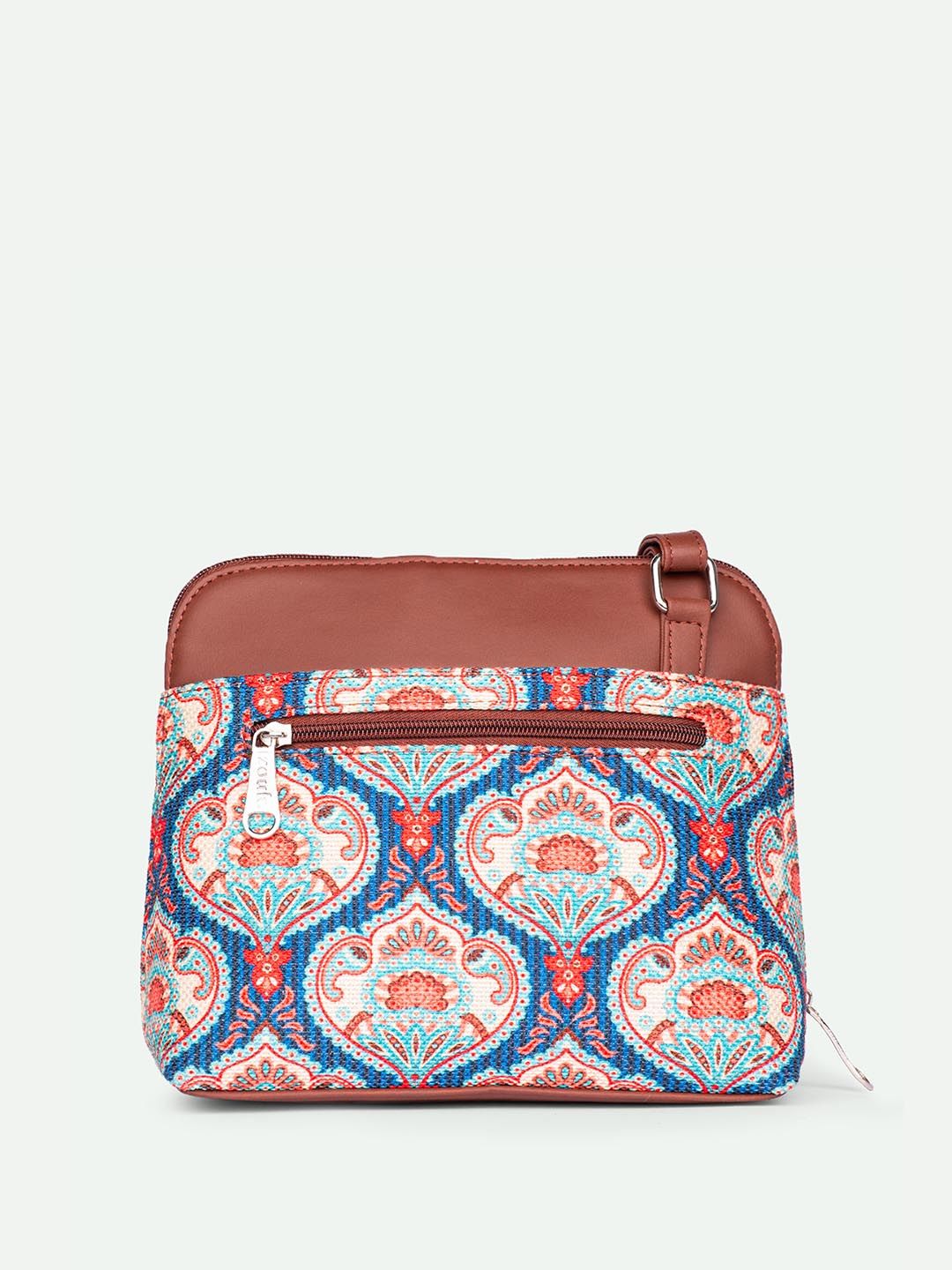 ZOUK Ethnic Motifs Printed Structured Sling Bag