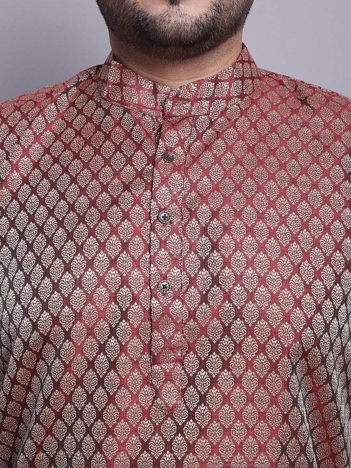 SOJANYA PLUS Ethnic Motifs Woven Design Regular Kurta With Pyjamas & Nehru Jacket