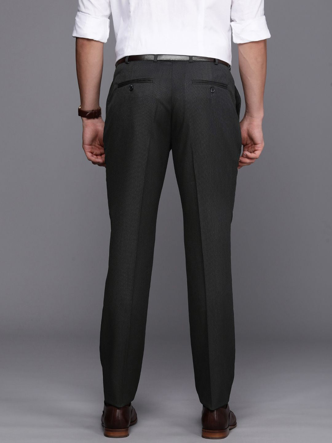 Raymond Men Textured Slim Fit Formal Trousers