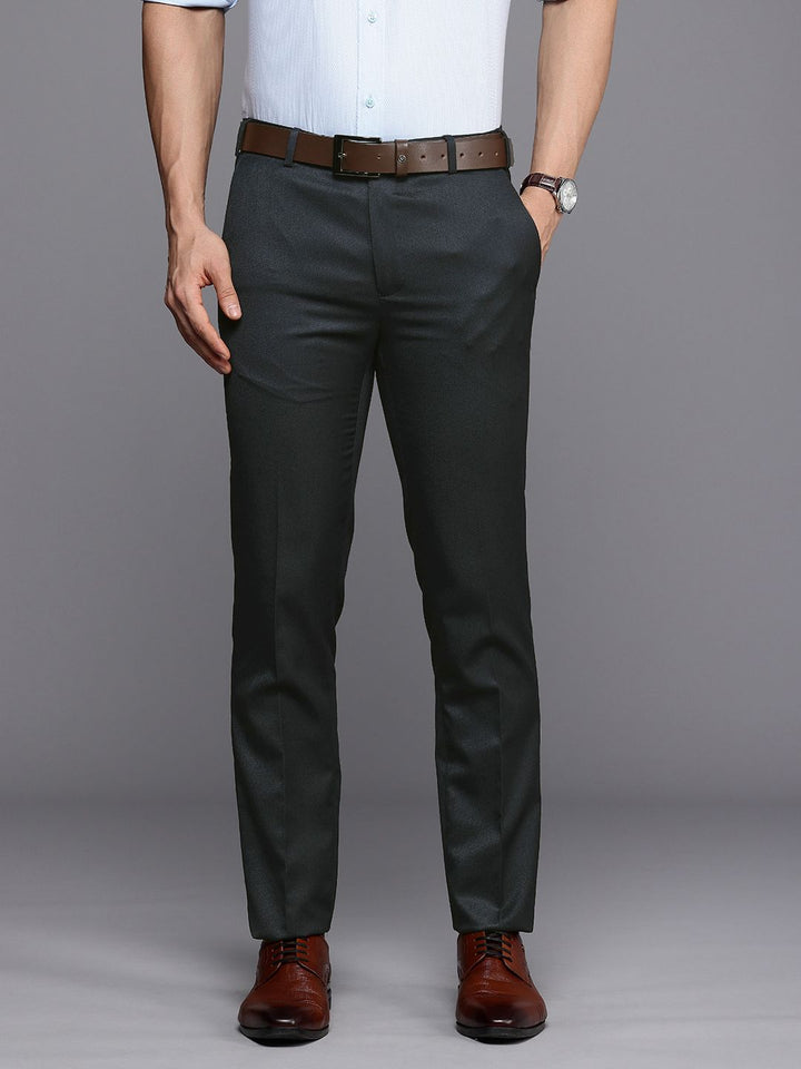 Raymond Men Geometric Self Design Slim Fit Trousers