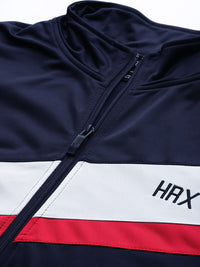 HRX by Hrithik Roshan Men Navy Blue & White Colourblocked Football Tracksuits