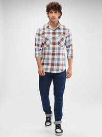 SPYKAR Men Tartan Checks Pocket Detailing Slim Fit Pure Cotton Casual Shirt