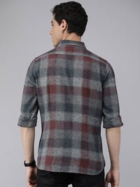 THE BEAR HOUSE Men Blue Pure Cotton Slim Fit Checked Casual Shirt