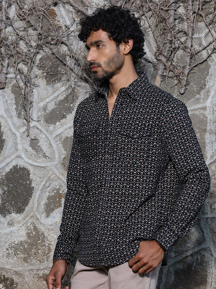 Thomas Scott Spread Collar Long Sleeves Premium Slim Fit Cotton Printed Casual Shirt