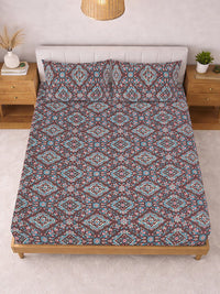 Myntra Elegant Homes Coklat Floral 300 TC Cadar dengan 2 Sarung Bantal