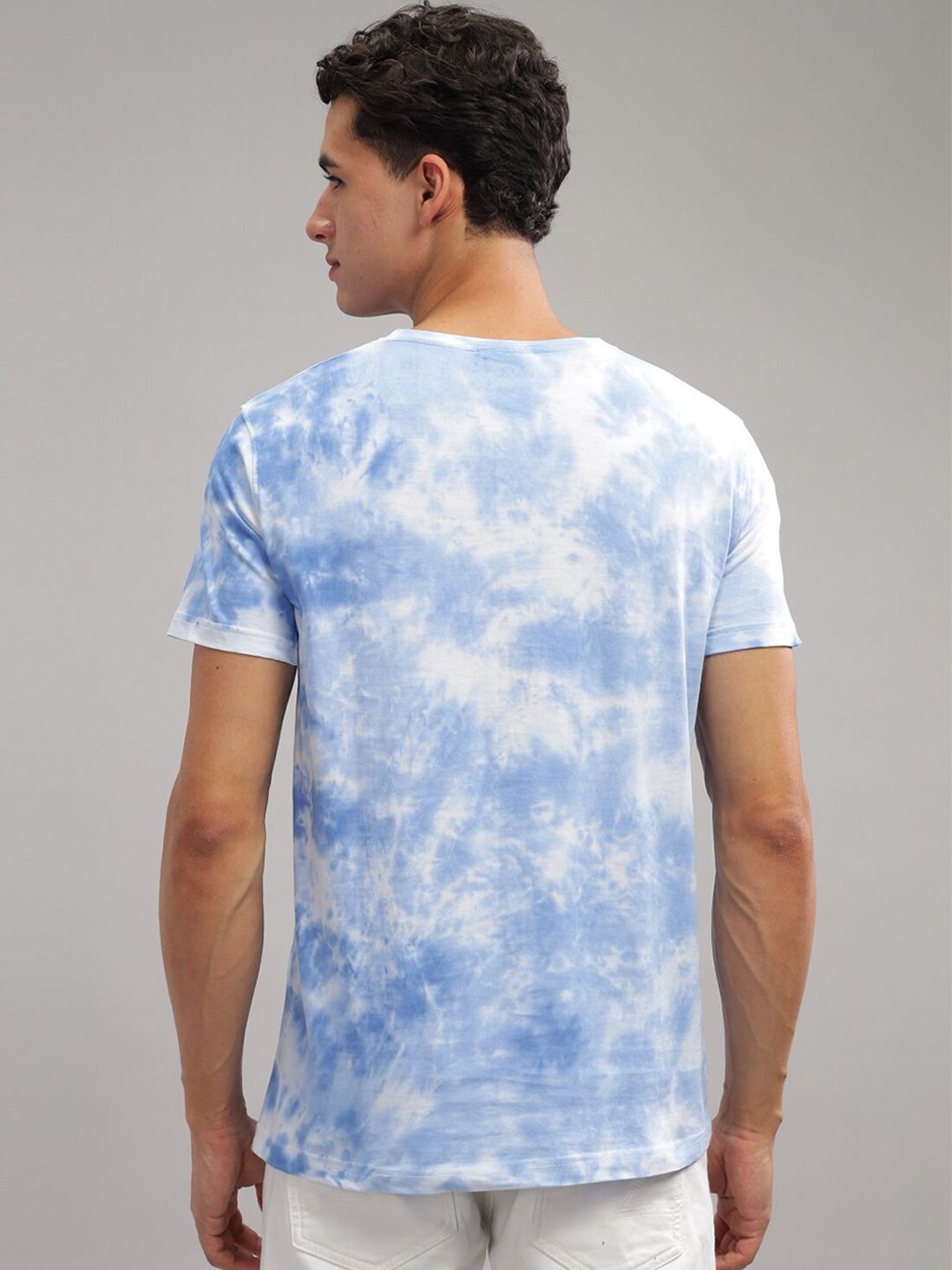 ADRO Tie & Dye Printed Round Neck Short Sleeves Regular Fit Cotton T-shirt