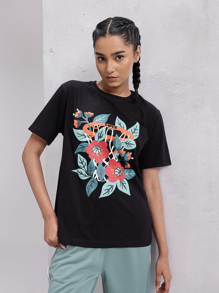 HRX by Hrithik Roshan Women Printed Drop-Shoulder Sleeves T-shirt