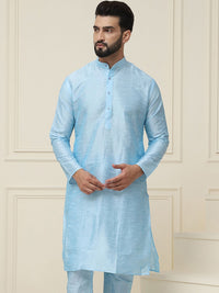 SOJANYA Men Turquoise Blue Solid Kurta Lurus