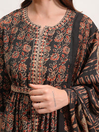 Vishudh Floral Printed Regular Kurta with Trousers & With Dupatta