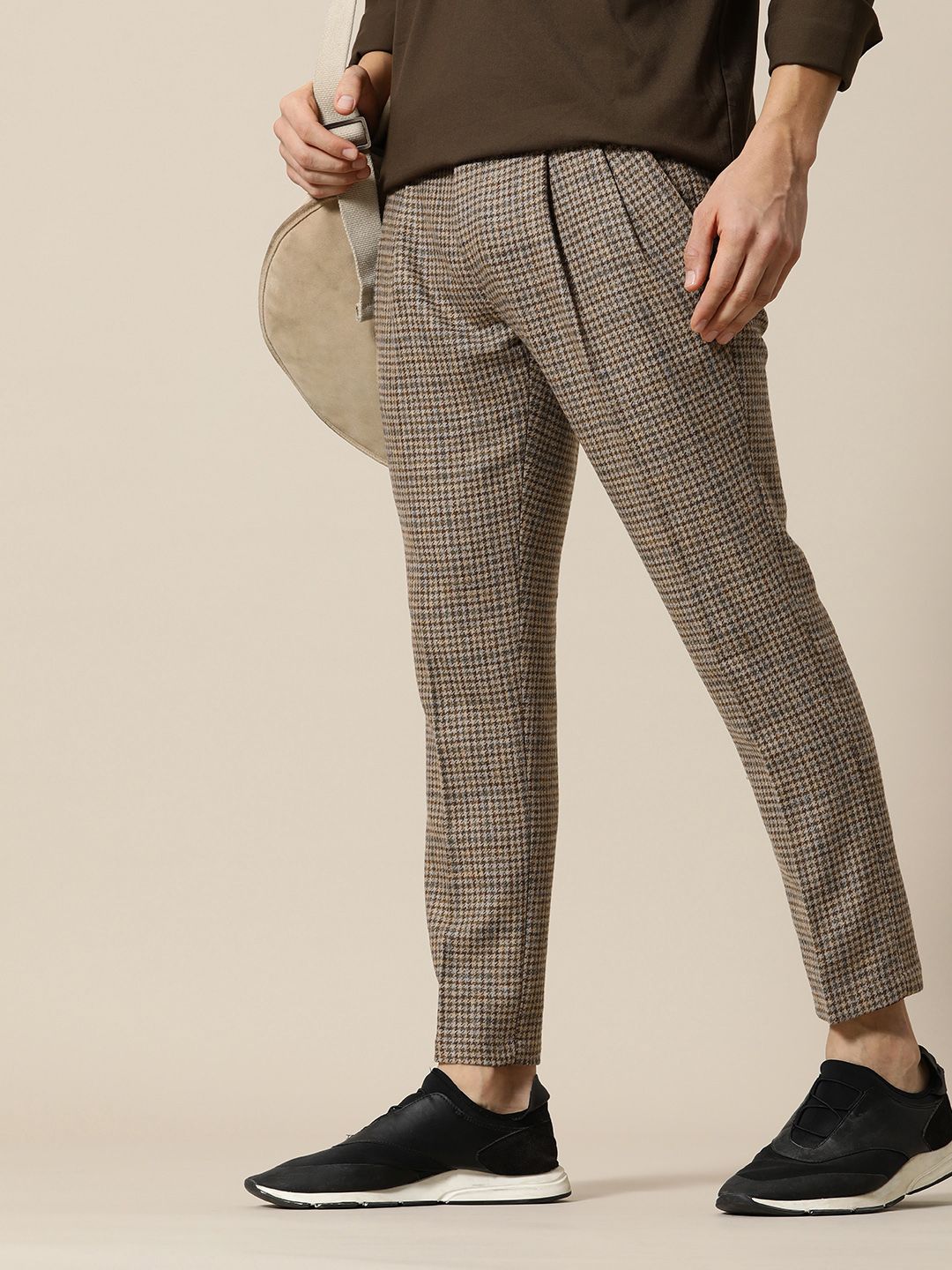 Mr Bowerbird Men Checked Tailored Pleated Trousers