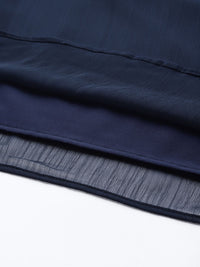 Antheaa Navy Blue Georgette Embellished Wrap Dress