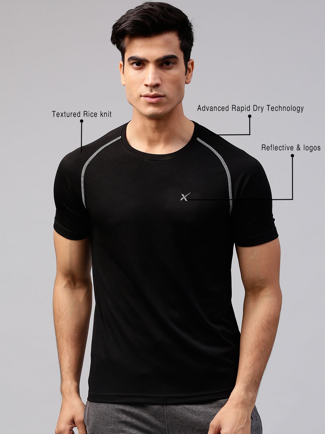 HRX by Hrithik Roshan Men Black Slim Advanced Rapid Dry Raglan T-shirt