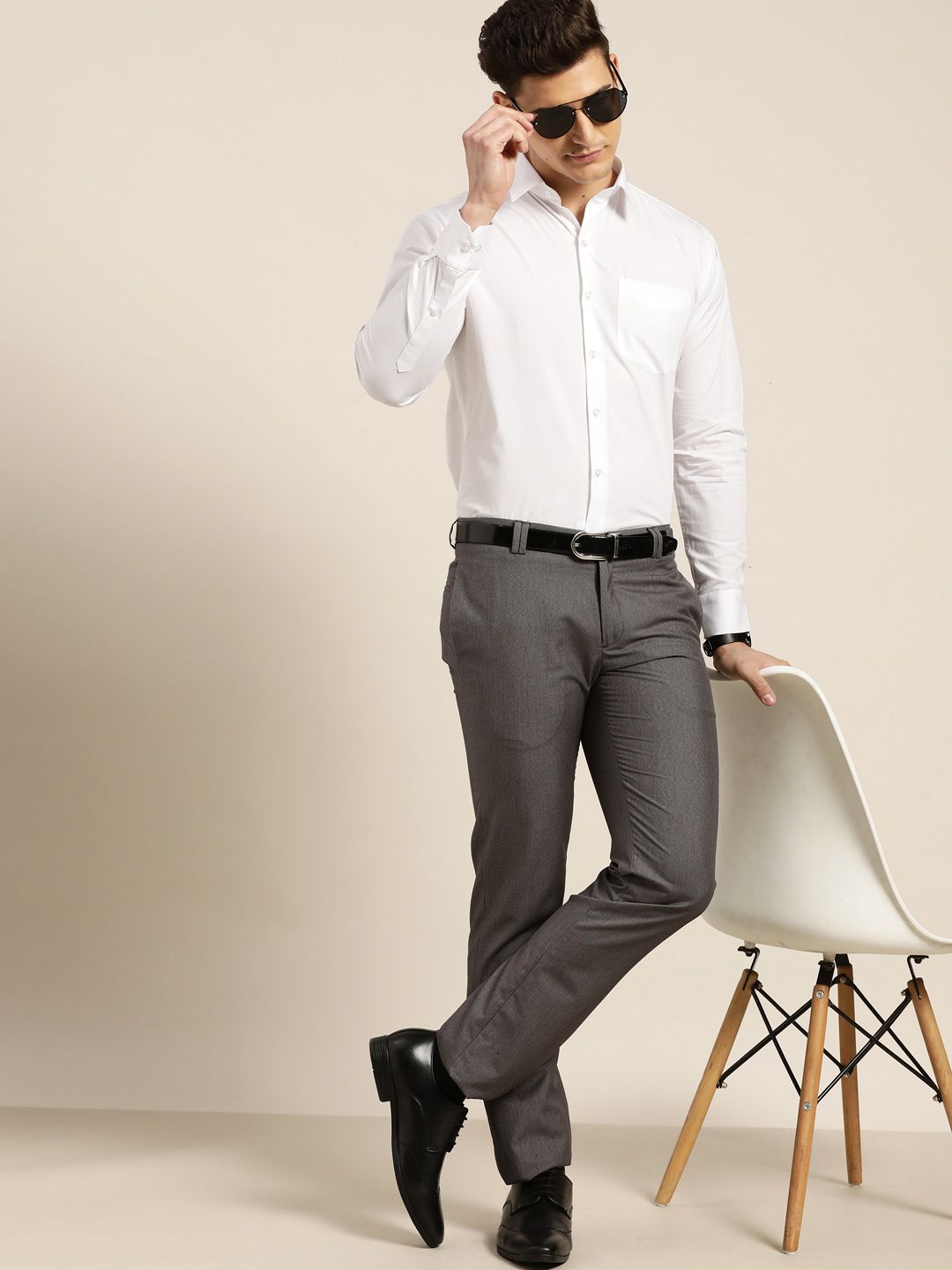 Hancock Men White Solid Slim Fit Pure Cotton Formal Shirt