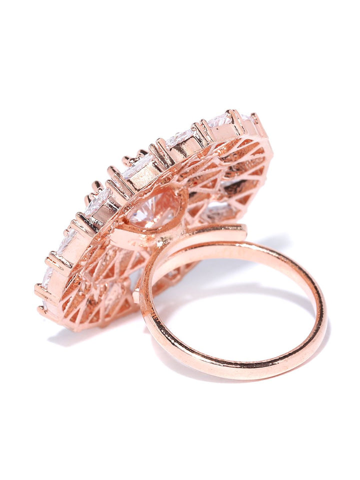 Priyaasi Rose Gold-Plated Advert Pekeliling Cincin Jari Laras Buatan Pekeliling