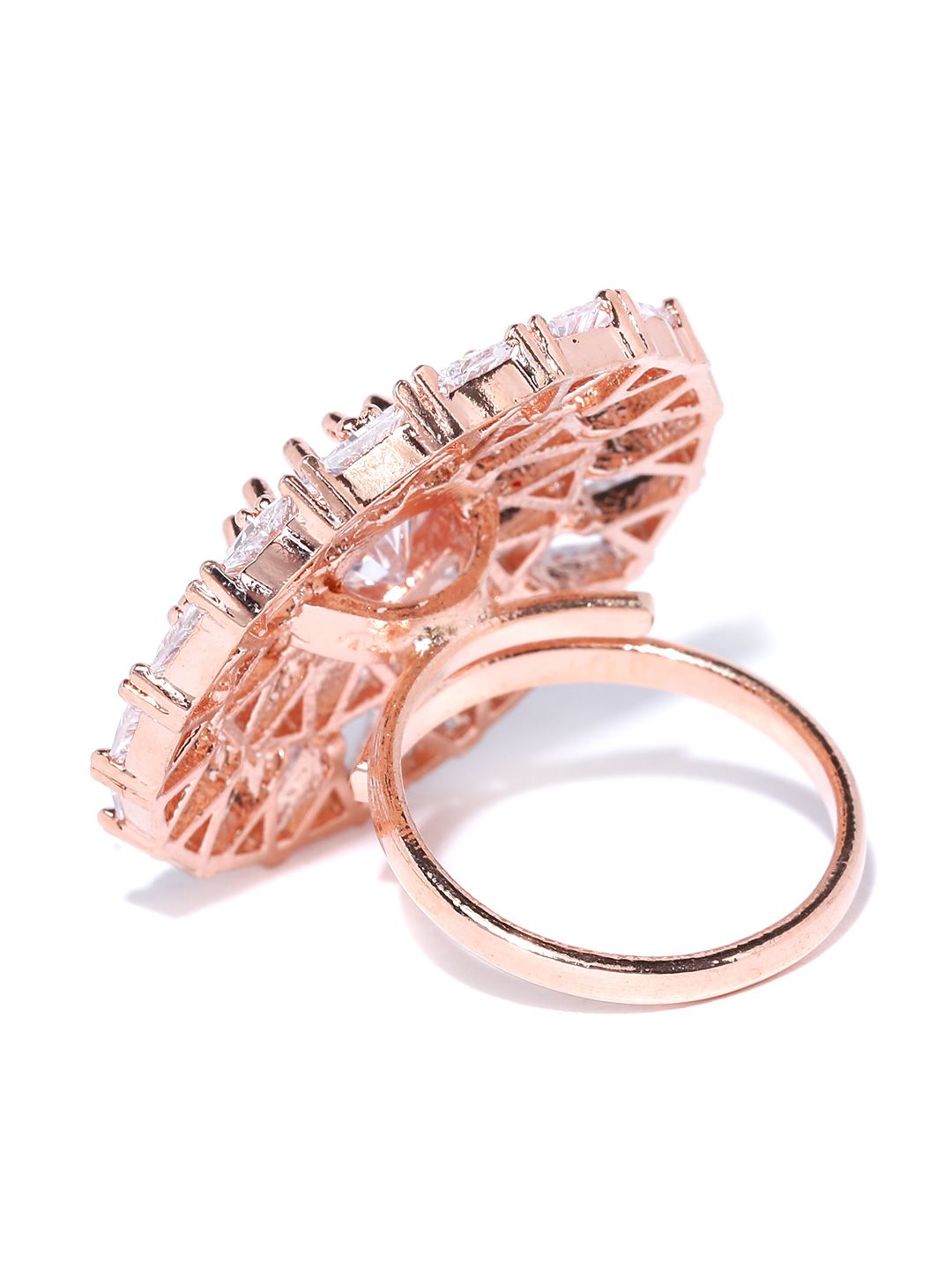 Priyaasi Rose Gold-Plated Advert Pekeliling Cincin Jari Laras Buatan Pekeliling