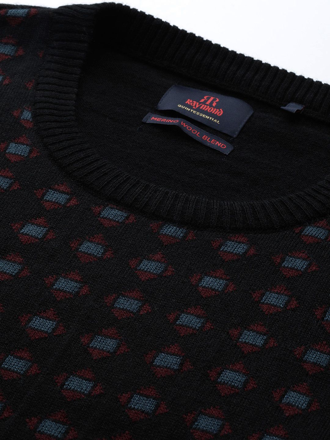 Raymond Men Black Geometric Pullover