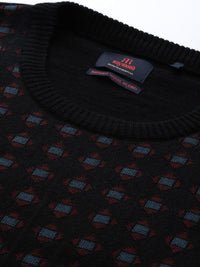 Raymond Men Black Geometric Pullover