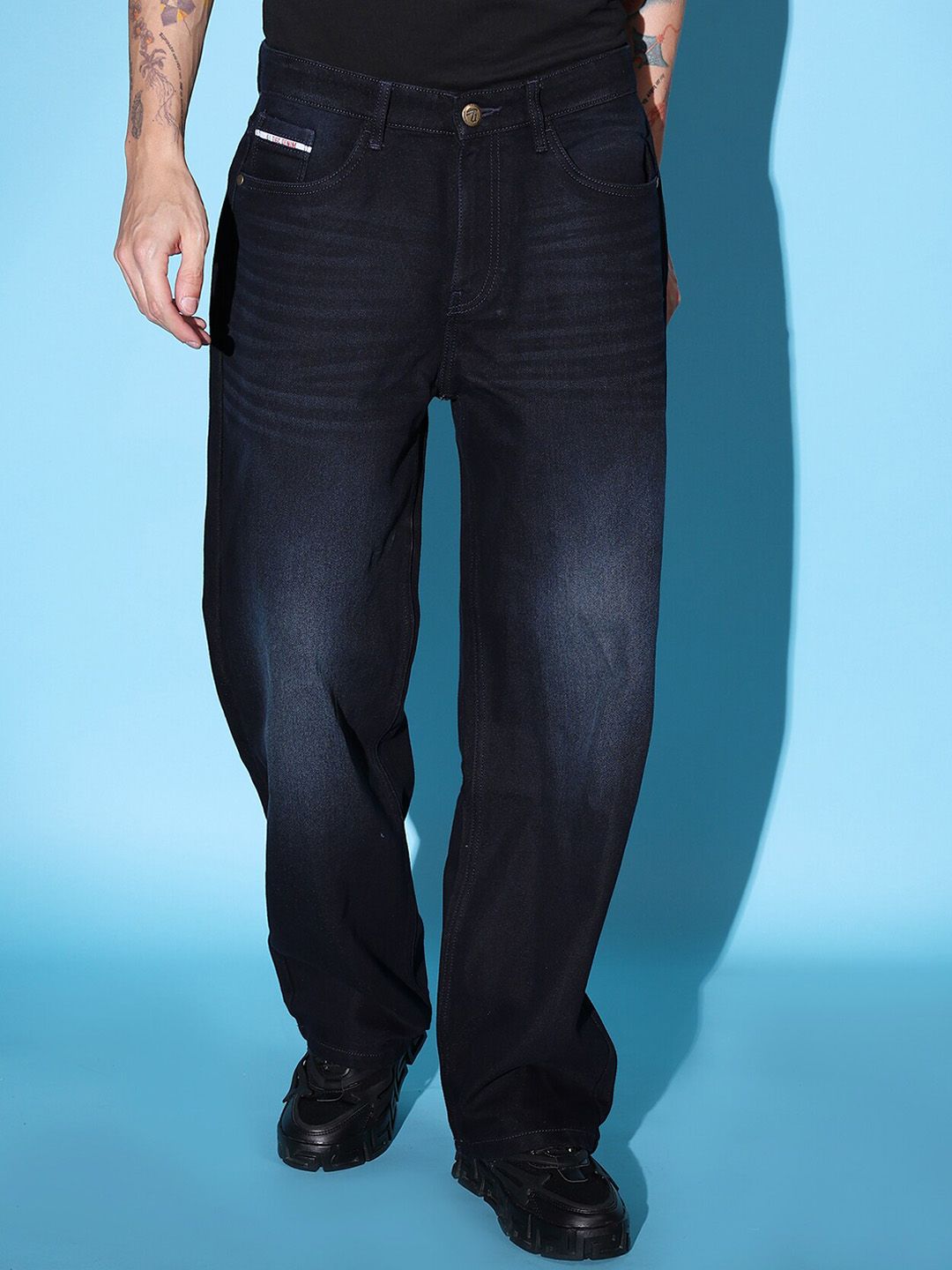 The Indian Garage Co Men Mid-Rise Loose Baggy Fit Stretchable Jeans