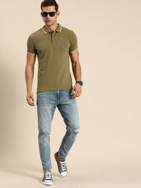 Being Human Pure Cotton Solid Polo Collar Casual T-shirt