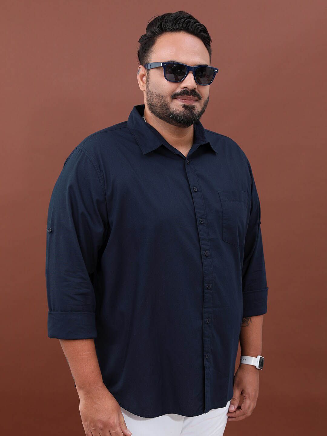 HIGHLANDER Plus Size Opaque Cotton Casual Shirt