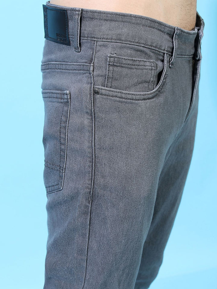HIGHLANDER Men Grey Super Slim Fit Mid-Rise Clean Look Stretchable Jeans